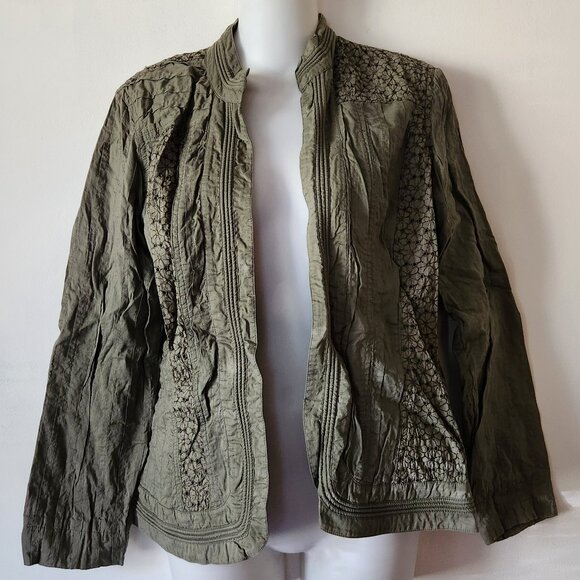 Additions by Chico's fashion jacket sz 1 sz 8 10 olive green nice condition. - Picture 1 of 3